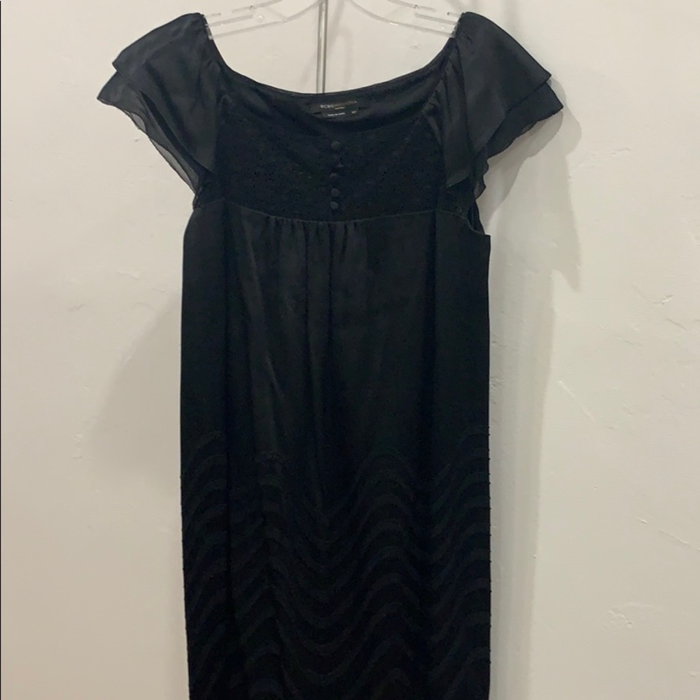 BCBG black satin dress size 6P.